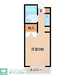 多摩都市モノレール 泉体育館駅 徒歩9分の賃貸マンション 2階1Kの間取り