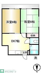 JR中央線 東小金井駅 徒歩12分の賃貸アパート 1階2DKの間取り