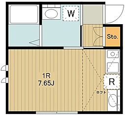 JR中央線 東小金井駅 徒歩12分の賃貸アパート 2階ワンルームの間取り