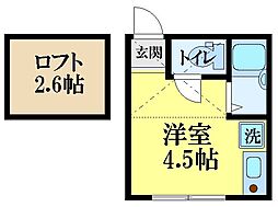 JR中央線 国分寺駅 徒歩10分の賃貸アパート 1階ワンルームの間取り