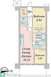 JR中央線 武蔵境駅 徒歩4分の賃貸マンション 1階2LDKの間取り