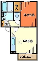 セジュール 2階1LDKの間取り