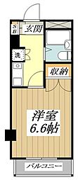 JR中央線 東小金井駅 徒歩8分の賃貸マンション 3階1Kの間取り