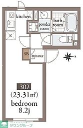 ＦＡＢＲＩＣ三鷹 3階1Kの間取り