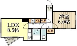 コア・イースト 1階1LDKの間取り