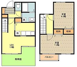 ヒルサイド野辺 1階2LDKの間取り
