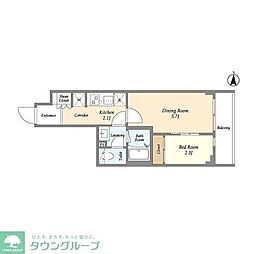 JR総武線 三鷹駅 徒歩10分の賃貸マンション 1階1DKの間取り