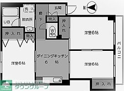 JR中央線 武蔵境駅 徒歩7分の賃貸マンション 1階3DKの間取り