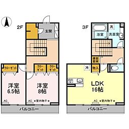 京王井の頭線 三鷹台駅 徒歩29分の賃貸アパート 2階2LDKの間取り