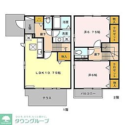 プラムツリー 1階2LDKの間取り