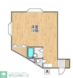 多摩都市モノレール 万願寺駅 徒歩5分の賃貸アパート 2階ワンルームの間取り