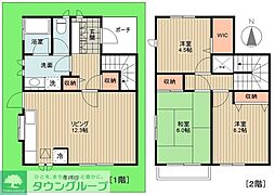 西武新宿線 花小金井駅 徒歩15分の賃貸テラスハウス 1階3LDKの間取り