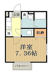 ドゥーピエース 1Kの間取図画像