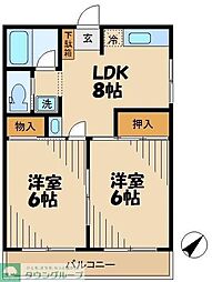 エレガント府中 2LDKの間取図画像