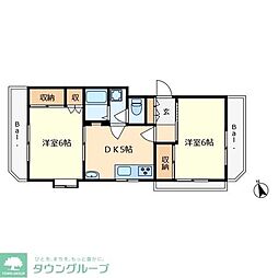 ランドハイム 2DKの間取図画像