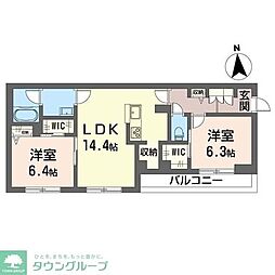 エクラシエ 2LDKの間取図画像