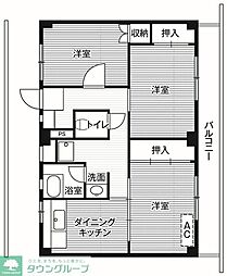 ビレッジハウス郷地1号棟 3DKの間取図画像