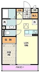 ロイヤルコートケイB 1LDKの間取図画像