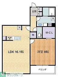ベオーク 1LDKの間取図画像