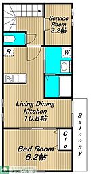 フラット大南3号館 1SLDKの間取図画像