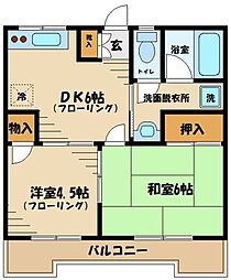 ルミエール本宿参番館 2DKの間取図画像