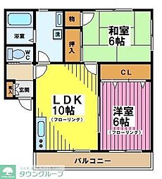 コーポクリエイト 2LDKの間取図画像