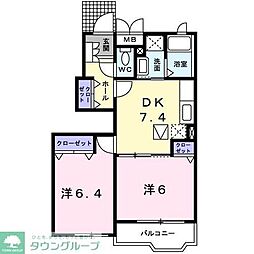 カトルセゾン 2DKの間取図画像