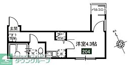 メルディア東大宮III 2階1Kの間取り