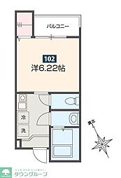 ボヌール指扇 3階1Kの間取り