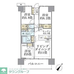 Brillia南浦和 3LDKの間取図画像