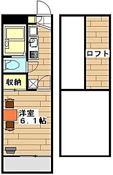レオパレスピースフル 1Kの間取図画像