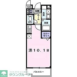 カルムセーズ 1Kの間取図画像