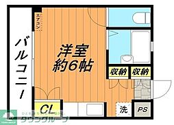 マンションさくら2 ワンルームの間取図画像