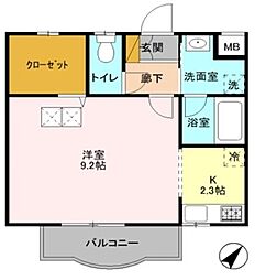 サン・ウィングS2 1Kの間取図画像