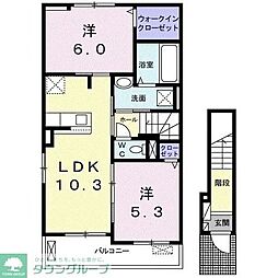 ルーラルレジデンス弐番館 2LDKの間取図画像