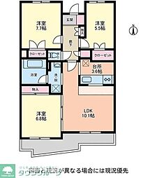 アステリ与野本町弐番館 3LDKの間取図画像