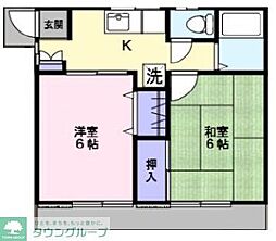 野島ハイツ 2Kの間取図画像