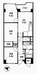 ファーストパレス与野本町 3DKの間取図画像
