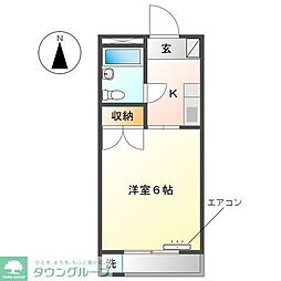 カーサ武蔵 1Kの間取図画像