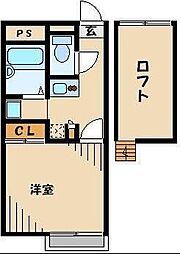 レオパレスフラワーハイツ 1Kの間取図画像