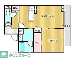 リッツ・リン 1LDKの間取図画像