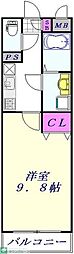IVYCOURT 1Kの間取図画像