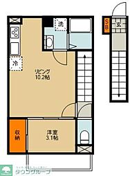 さいたま市大宮区宮町3丁目アパート 1LDKの間取図画像
