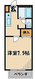 アルカンシエル 1Kの間取図画像