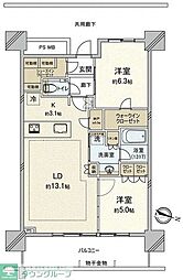 URAWA THE TOWER 2LDKの間取図画像