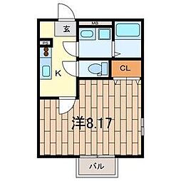 アムールプリエ ワンルームの間取図画像