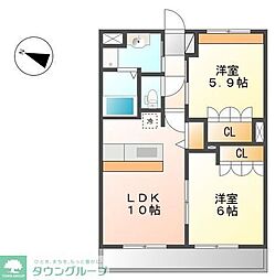 シュプリーム・フィオレ 2LDKの間取図画像