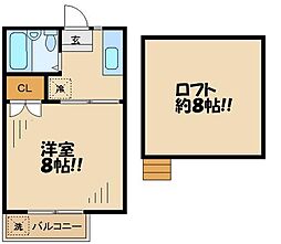 パルミナミ 2階1Kの間取り