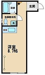 京王線 武蔵野台駅 徒歩3分の賃貸アパート 1階ワンルームの間取り
