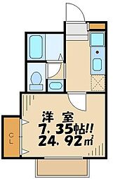 京王井の頭線 富士見ヶ丘駅 徒歩5分の賃貸アパート 1階1Kの間取り